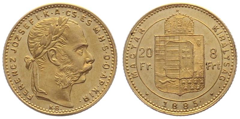 Ungarn 8 Forint 1885 KB - Ferencz Jozsef I.